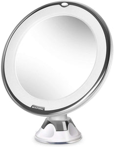 JSBelle 10X espejo de maquillaje con luz LED, Rotación de 360 grados y succión de bloqueo