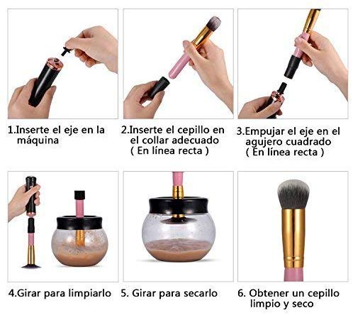 Limpiador de Pinceles de Maquillaje, Eléctrico Giratorio Que Limpia y Seca Pinceles Maquillaje Pocos Segundos y Pinceles de Maquillaje Pinceles de Maquillaje de Limpieza Profunda de Máquina,Limpiar y Secar