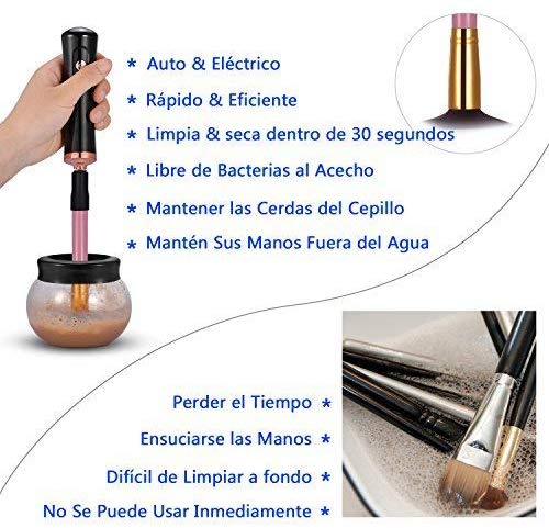 Limpiador de Pinceles de Maquillaje, Eléctrico Giratorio Que Limpia y Seca Pinceles Maquillaje Pocos Segundos y Pinceles de Maquillaje Pinceles de Maquillaje de Limpieza Profunda de Máquina,Limpiar y Secar
