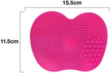 Limpiador de brochas de maquillaje tapete y brushegg de silicona, set portátil 2 Piezas Color rosa, brush cleaner