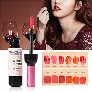 6 Colors Wine Lip Tint, Natural Liquid Lipstick Long Lasting Mini Make Up Lip Gloss Matte Lip Sticks Wine Bottle Cover