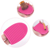Limpiador de brochas de maquillaje tapete y brushegg de silicona, set portátil 2 Piezas Color rosa, brush cleaner