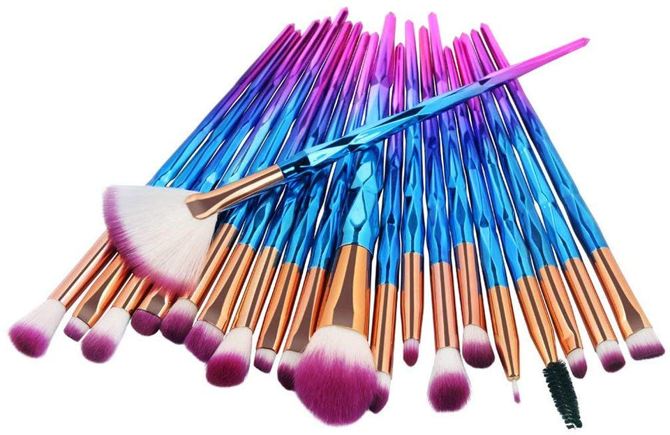 JSBelle Set de 20 Unicorn Maquillaje Pincel Cosmético Pinceles Eyeliner Sombra de ojos Blush Brushes