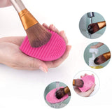 Limpiador de brochas de maquillaje tapete y brushegg de silicona, set portátil 2 Piezas Color rosa, brush cleaner