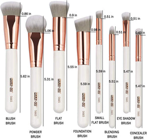 MAANGE Brochas de Maquillaje Pinceles Suavecitas Sintéticos 8 brochas profesionales Brochas para sombra de ojos y rostro Blush Brushes con bolsa de cosméticos（Rose Golden)