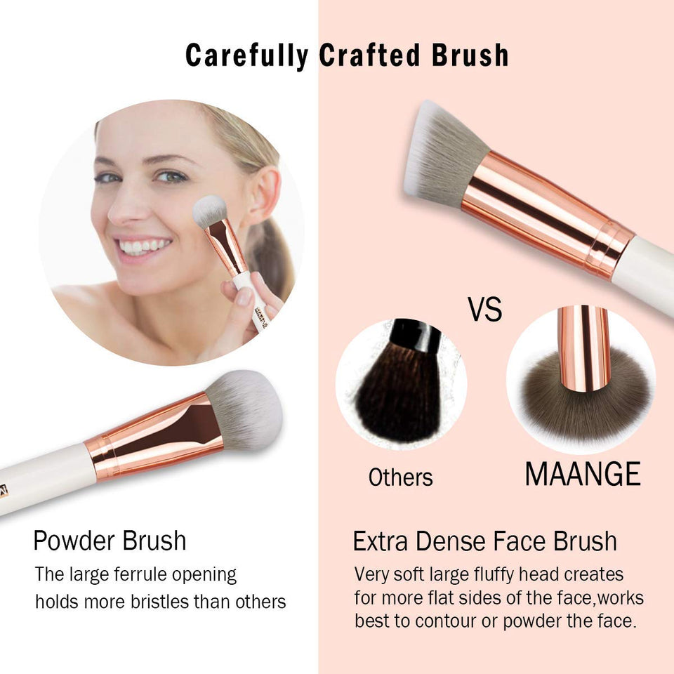 MAANGE Brochas de Maquillaje Pinceles Suavecitas Sintéticos 8 brochas profesionales Brochas para sombra de ojos y rostro Blush Brushes con bolsa de cosméticos（Rose Golden)