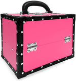 BR Carry All Trunk Train Case with Makeup and Reusable Case Makeup Gift Set (Pink)