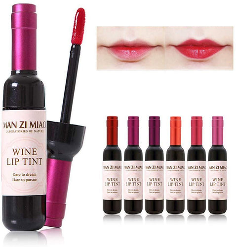 6 Colors Wine Lip Tint, Natural Liquid Lipstick Long Lasting Mini Make Up Lip Gloss Matte Lip Sticks Wine Bottle Cover