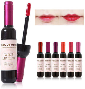 6 Colors Wine Lip Tint, Natural Liquid Lipstick Long Lasting Mini Make Up Lip Gloss Matte Lip Sticks Wine Bottle Cover