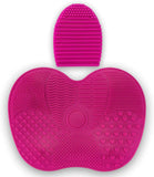 Limpiador de brochas de maquillaje tapete y brushegg de silicona, set portátil 2 Piezas Color rosa, brush cleaner
