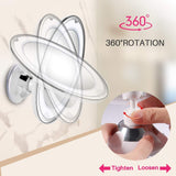 JSBelle 10X espejo de maquillaje con luz LED, Rotación de 360 grados y succión de bloqueo