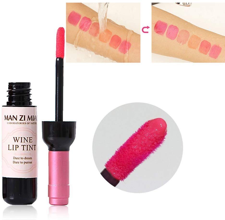 6 Colors Wine Lip Tint, Natural Liquid Lipstick Long Lasting Mini Make Up Lip Gloss Matte Lip Sticks Wine Bottle Cover