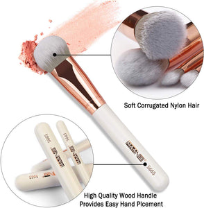 MAANGE Brochas de Maquillaje Pinceles Suavecitas Sintéticos 8 brochas profesionales Brochas para sombra de ojos y rostro Blush Brushes con bolsa de cosméticos（Rose Golden)