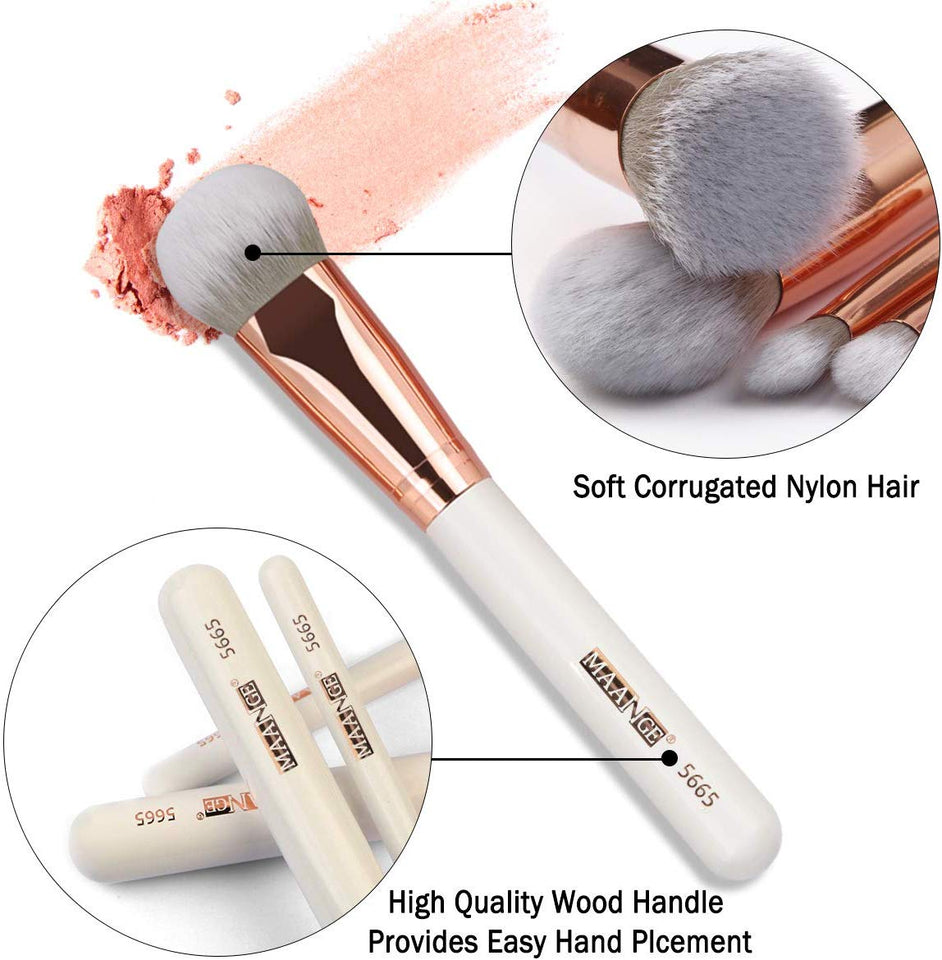 MAANGE Brochas de Maquillaje Pinceles Suavecitas Sintéticos 8 brochas profesionales Brochas para sombra de ojos y rostro Blush Brushes con bolsa de cosméticos（Rose Golden)