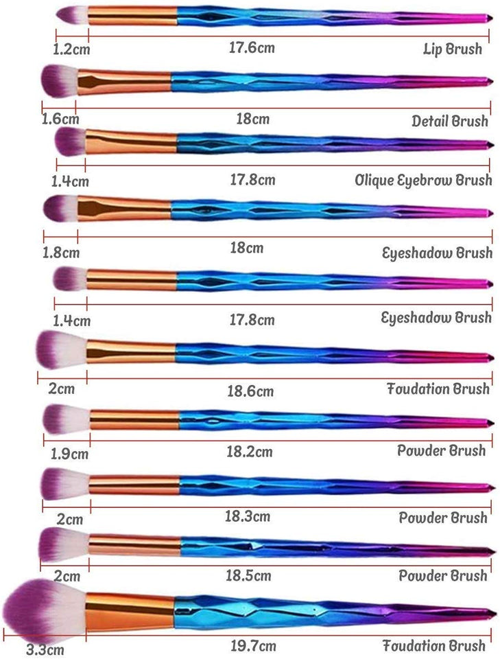 JSBelle Set de 20 Unicorn Maquillaje Pincel Cosmético Pinceles Eyeliner Sombra de ojos Blush Brushes