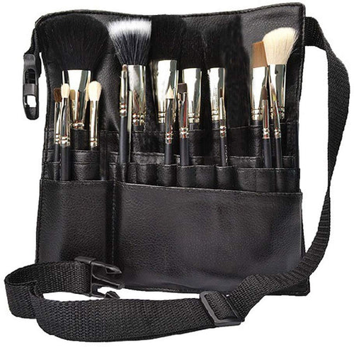 Hotrose 22 Pockets Professional Cosmetic Makeup Brush Bag with Artist Belt Strap for Women