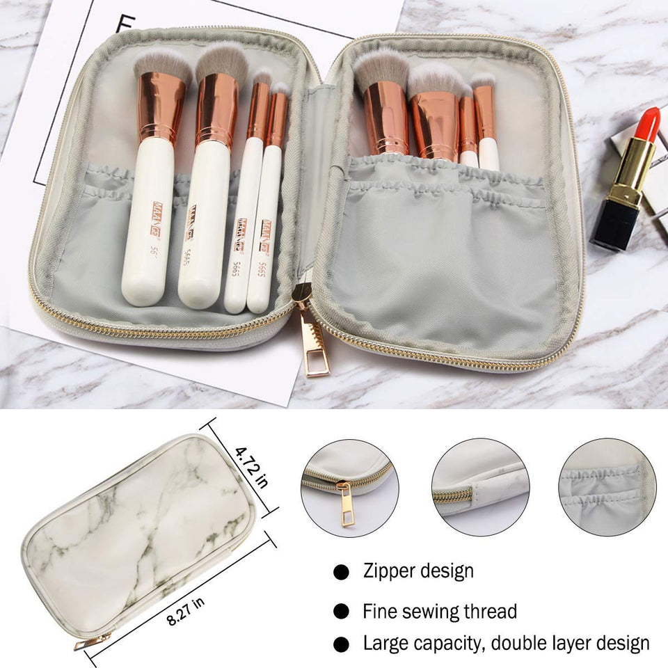 MAANGE Brochas de Maquillaje Pinceles Suavecitas Sintéticos 8 brochas profesionales Brochas para sombra de ojos y rostro Blush Brushes con bolsa de cosméticos（Rose Golden)