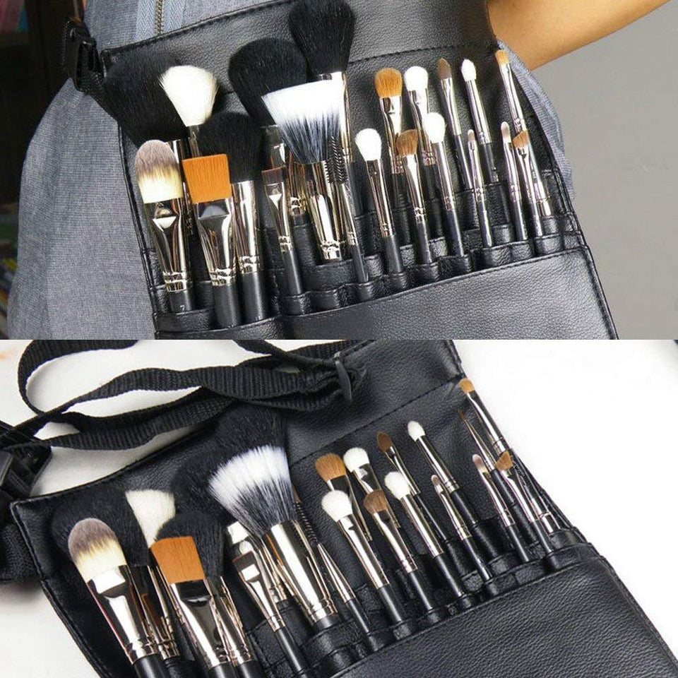 Hotrose 22 Pockets Professional Cosmetic Makeup Brush Bag with Artist Belt Strap for Women