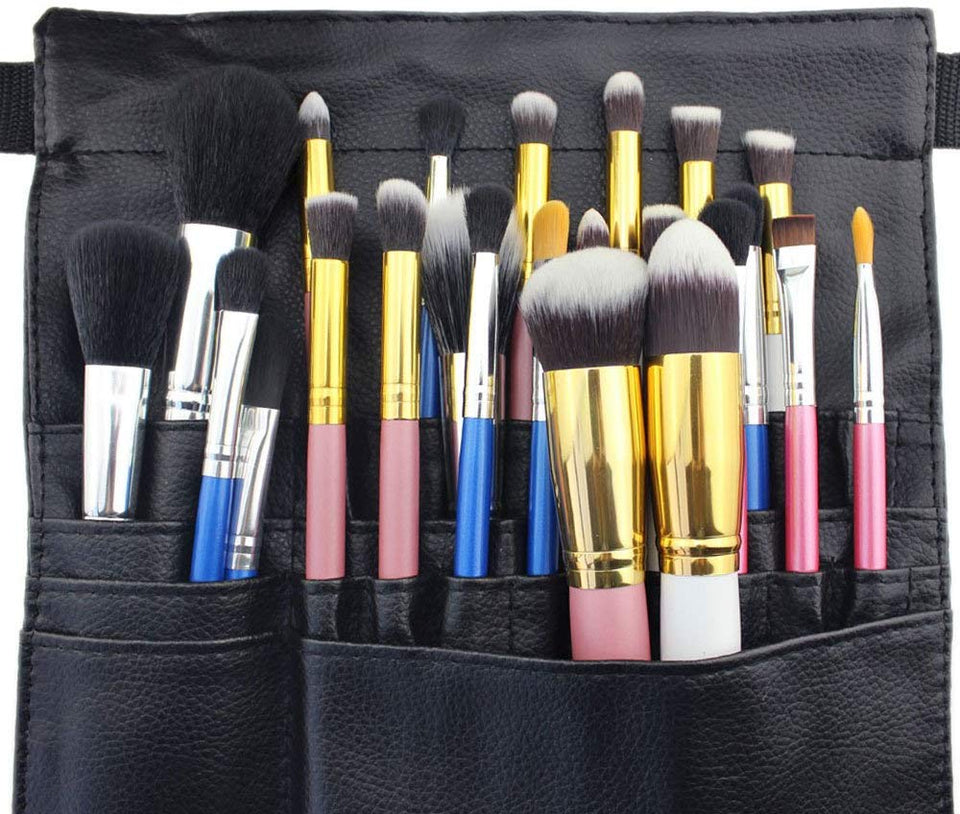 Hotrose 22 Pockets Professional Cosmetic Makeup Brush Bag with Artist Belt Strap for Women