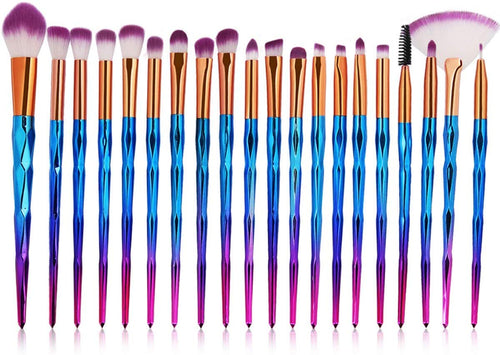 JSBelle Set de 20 Unicorn Maquillaje Pincel Cosmético Pinceles Eyeliner Sombra de ojos Blush Brushes