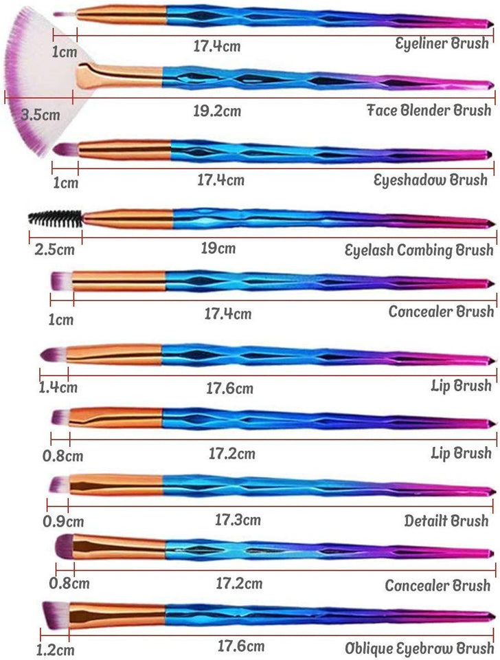 JSBelle Set de 20 Unicorn Maquillaje Pincel Cosmético Pinceles Eyeliner Sombra de ojos Blush Brushes