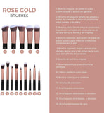 Makeupbox 14 Brochas de maquillaje kabuki Rose Gold Profesionales Gran Aplicación Suaves y Firmes%100 Veganas y cruelty fre (Negro)