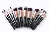 Makeupbox 14 Brochas de maquillaje kabuki Rose Gold Profesionales Gran Aplicación Suaves y Firmes%100 Veganas y cruelty fre (Negro)