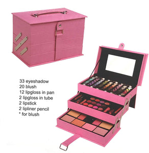 BR All In One Makeup Kit (Eyeshadow, Blushes, Powder, Lipstick & More) Holiday Gift Set (LightPink)